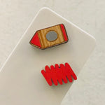 Novelty Studs Earrings - Graphic Wood