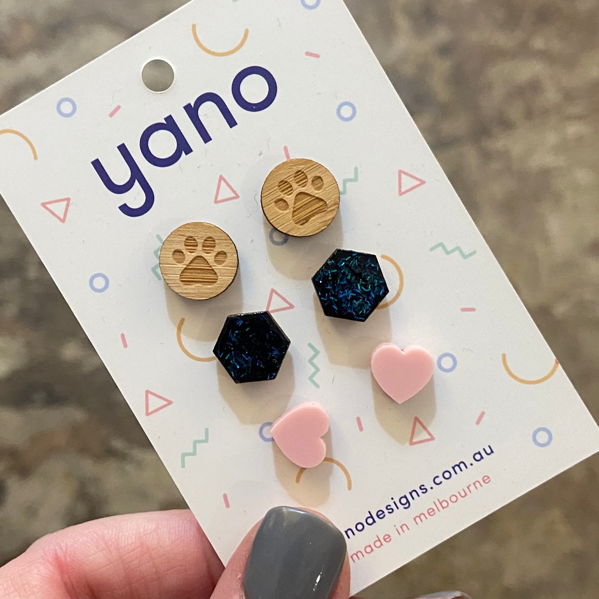 3 Pack of Laser Cut Acrylic Stud Earrings - gift pack