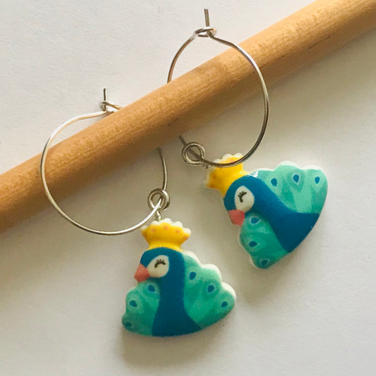 Peacock Hoop Earrings