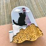 Art Deco Acrylic Brooch - My Cat Likes to Sit on Places Westie Series