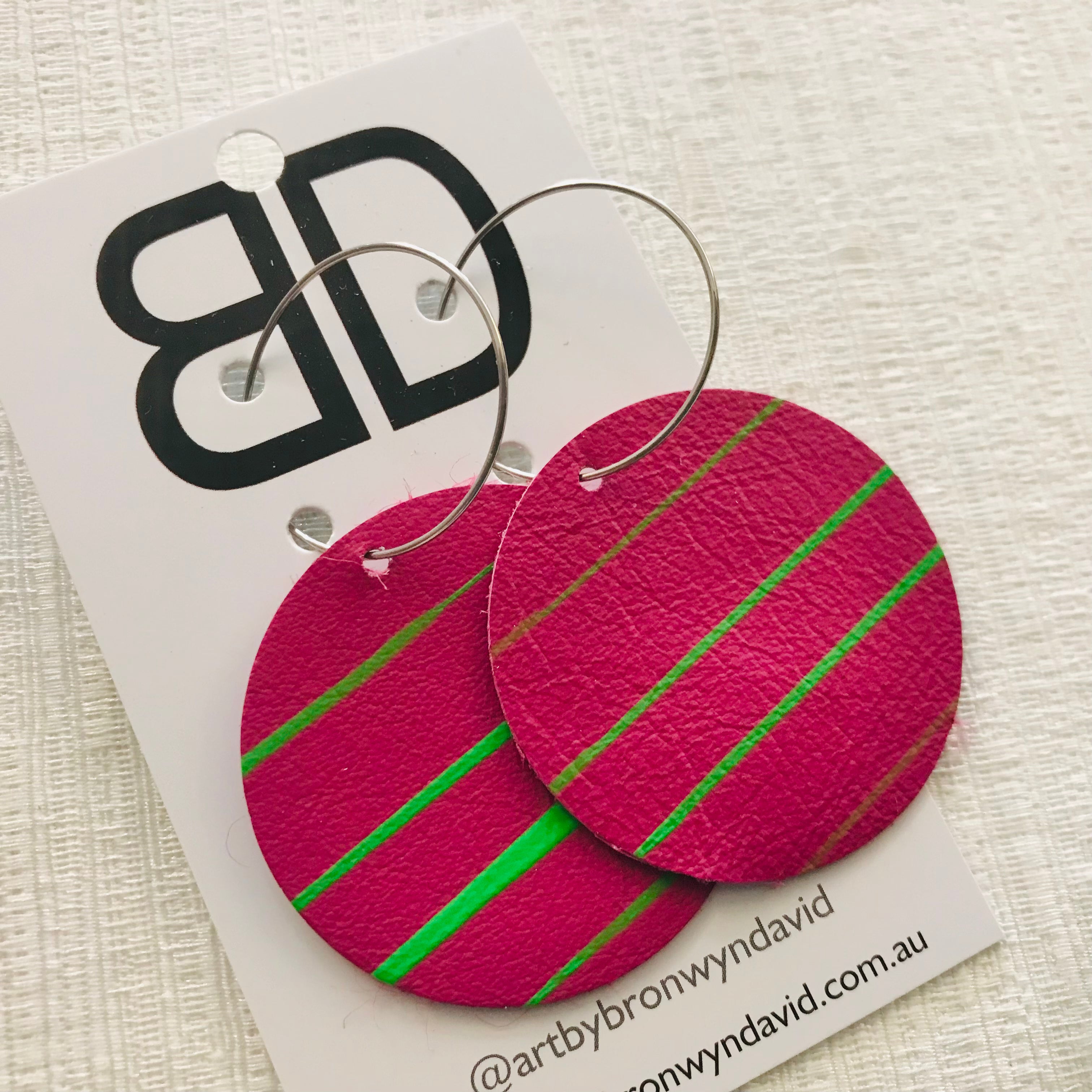 Hand painted leather bold statement earrings - The Sphere
