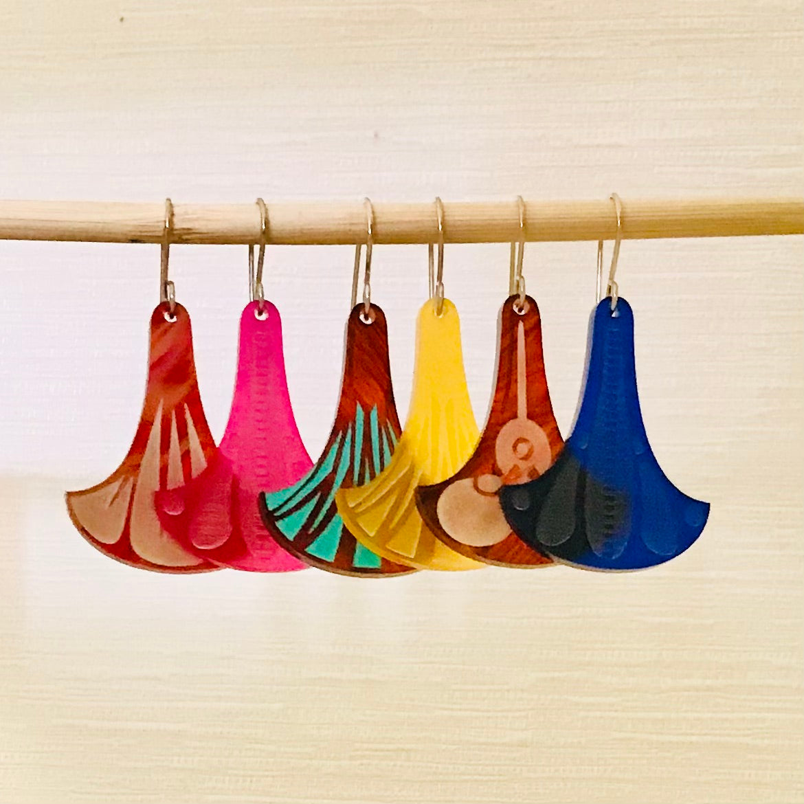 Art Deco Acrylic Earrings - Large Fan Hooks