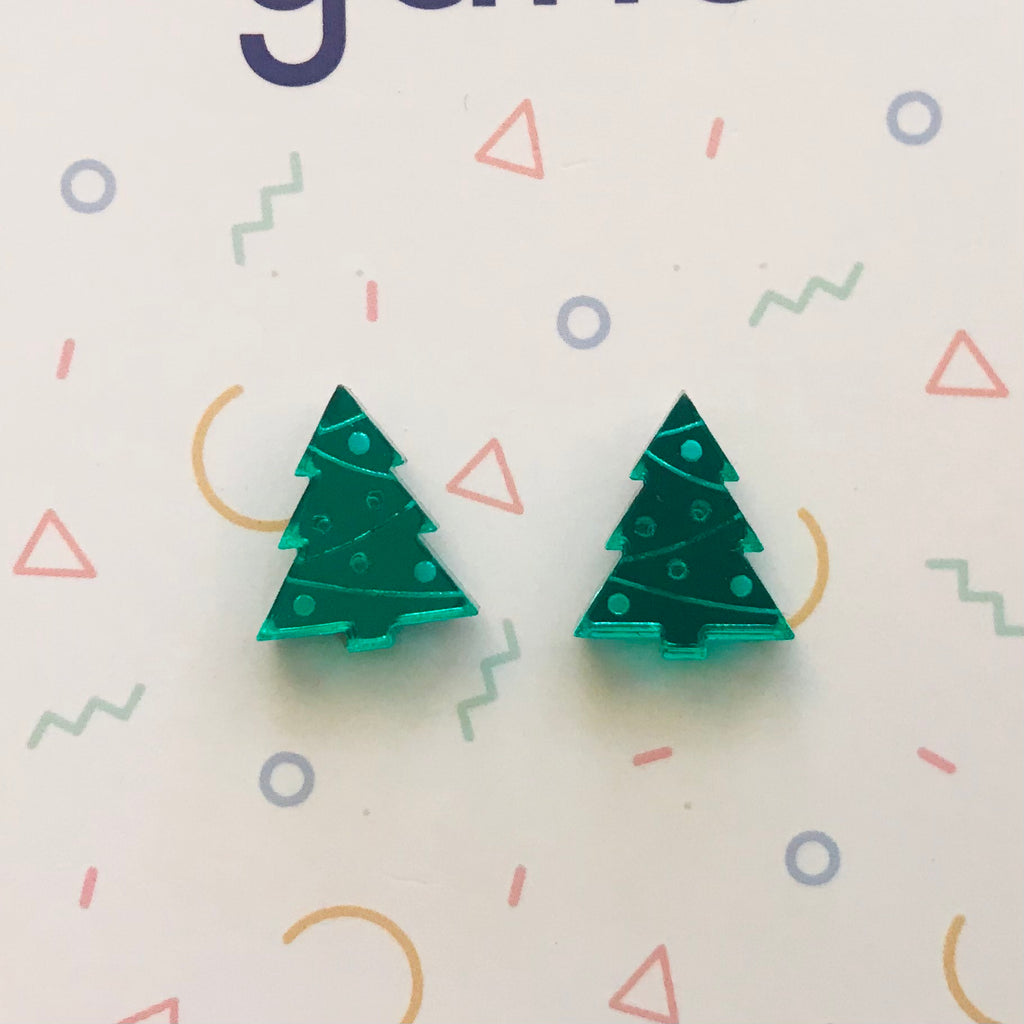 Christmas Tree Mirror Stud Earrings