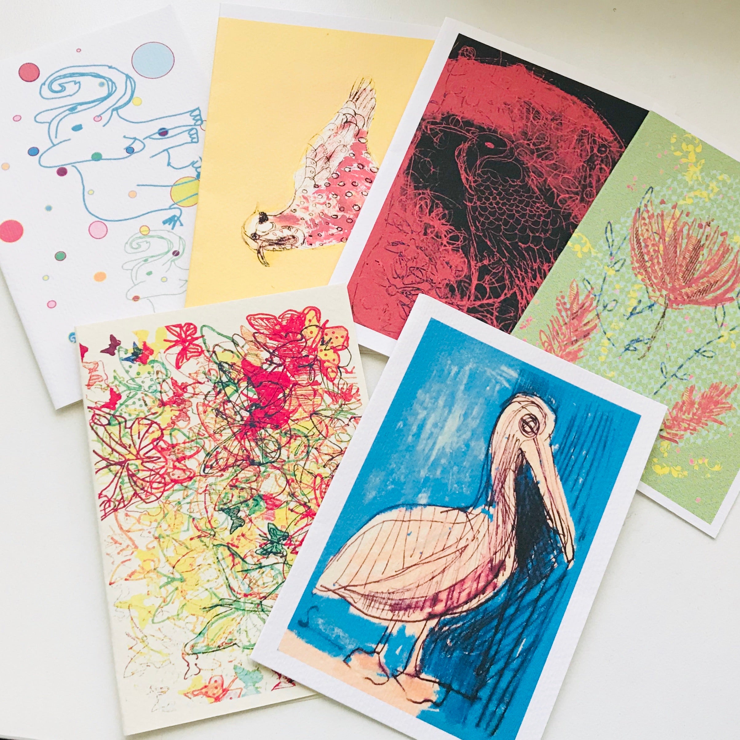 Mixed Media Recycled A6 Art Print Greeting Cards with Envelopes