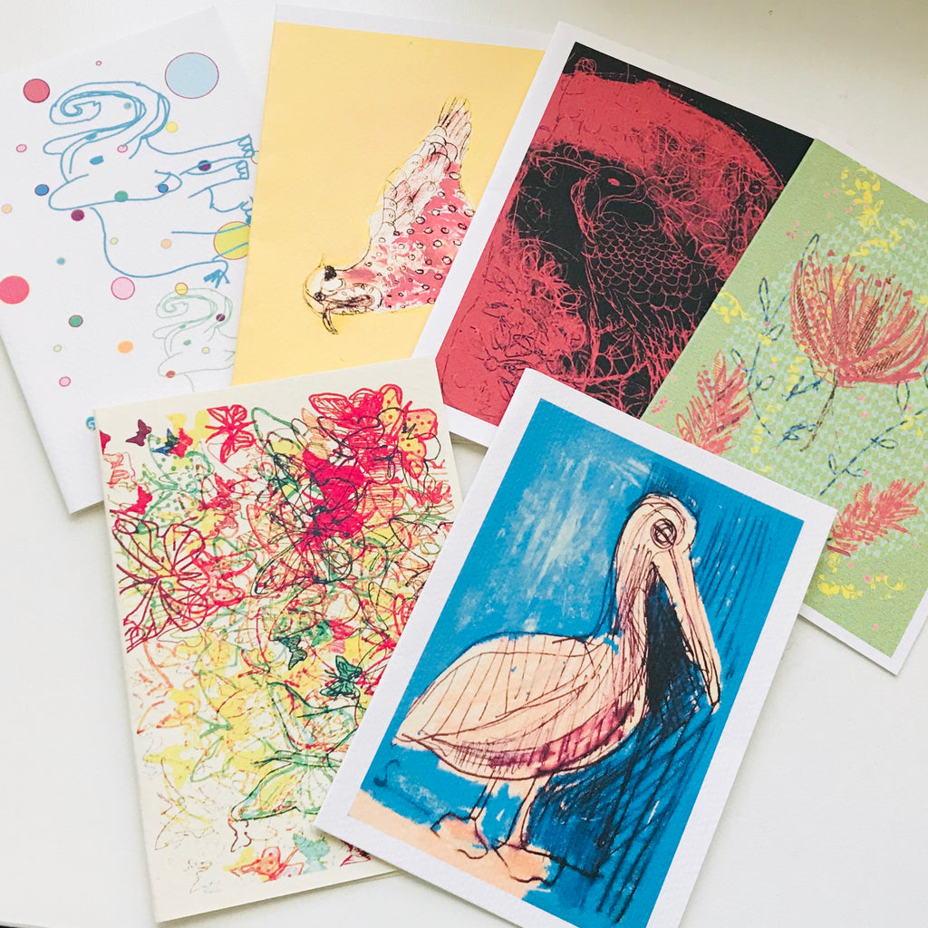 Mixed Media Recycled A6 Art Print Greeting Cards with Envelopes