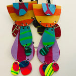 Hand painted leather bold statement earrings - The Dancer