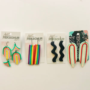 Polymer Clay Earrings - Waves & Rainbows