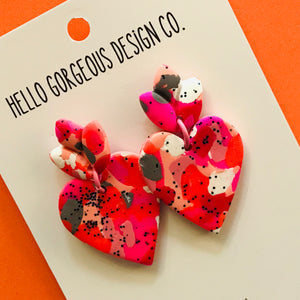 Polymer Clay Handmade Earrings - Pink & Orange Abstract