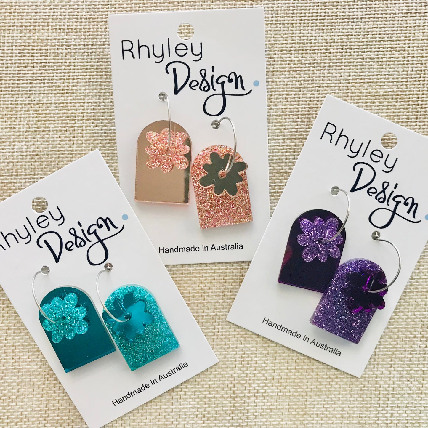 Mismatch Mirror Glitter Earrings - arched