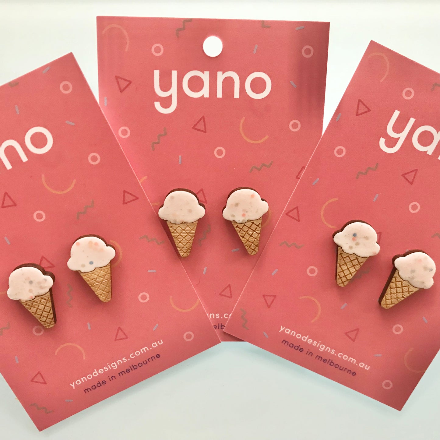 Ice-Cream Laser Cut Timber Stud Earrings