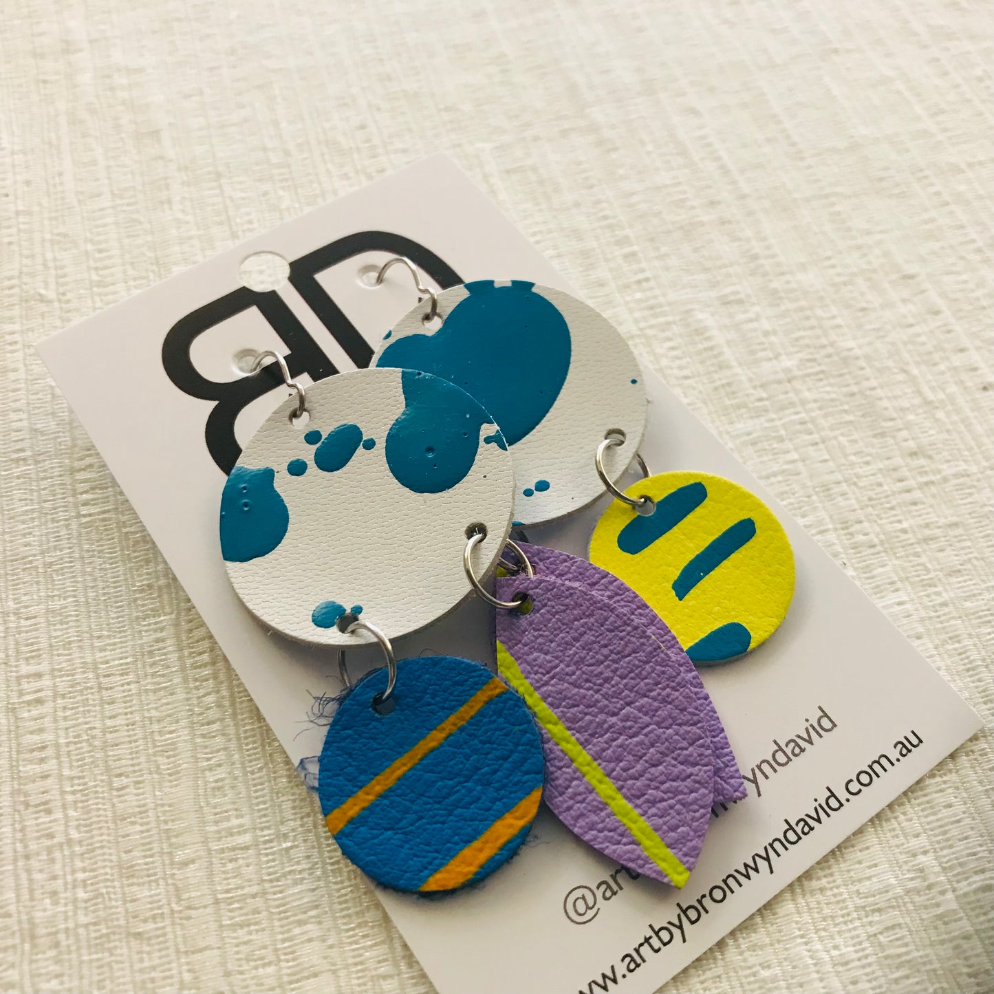 Hand painted leather bold statement earrings - The Gumnut