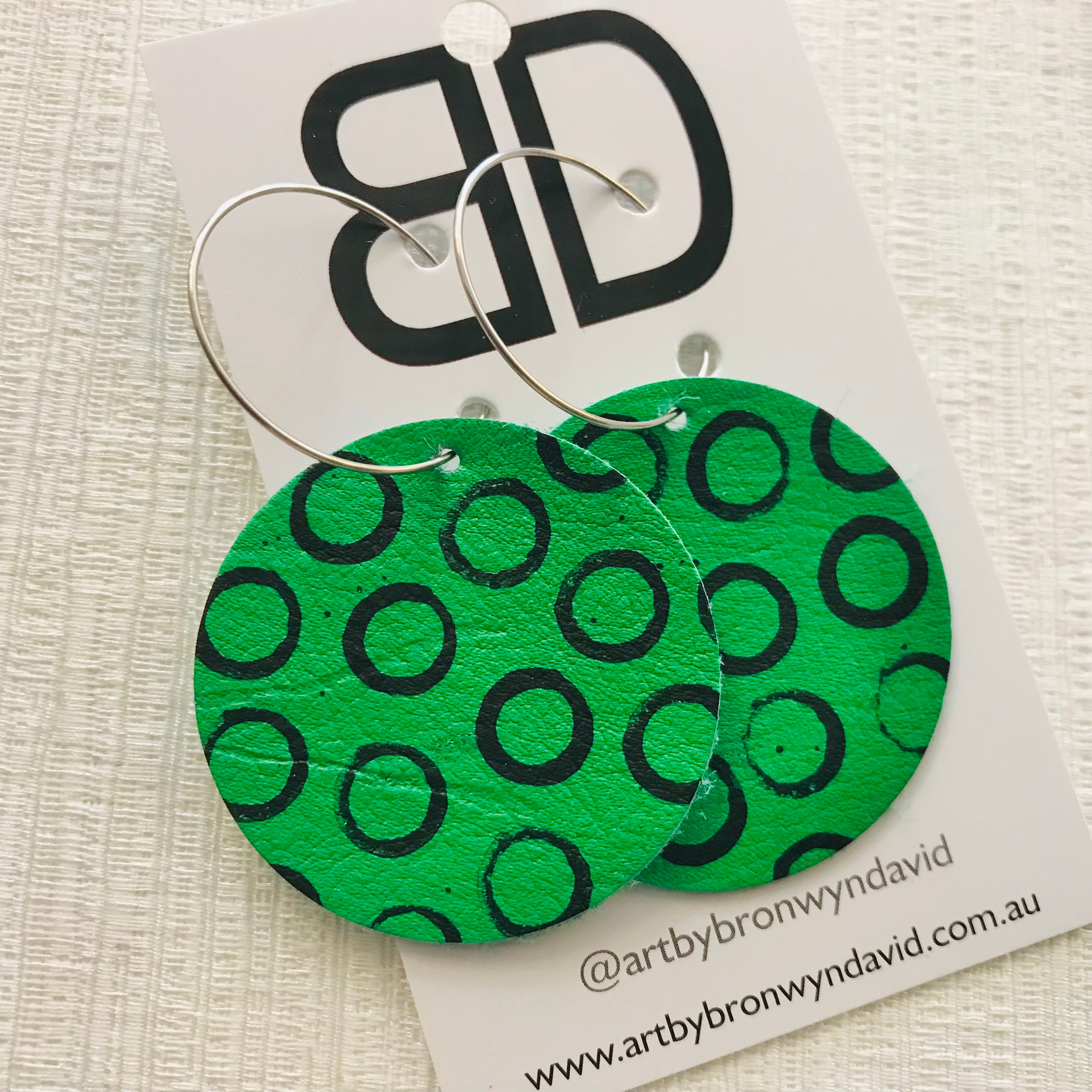 Hand painted leather bold statement earrings - The Sphere