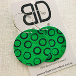 Hand painted leather bold statement earrings - The Sphere