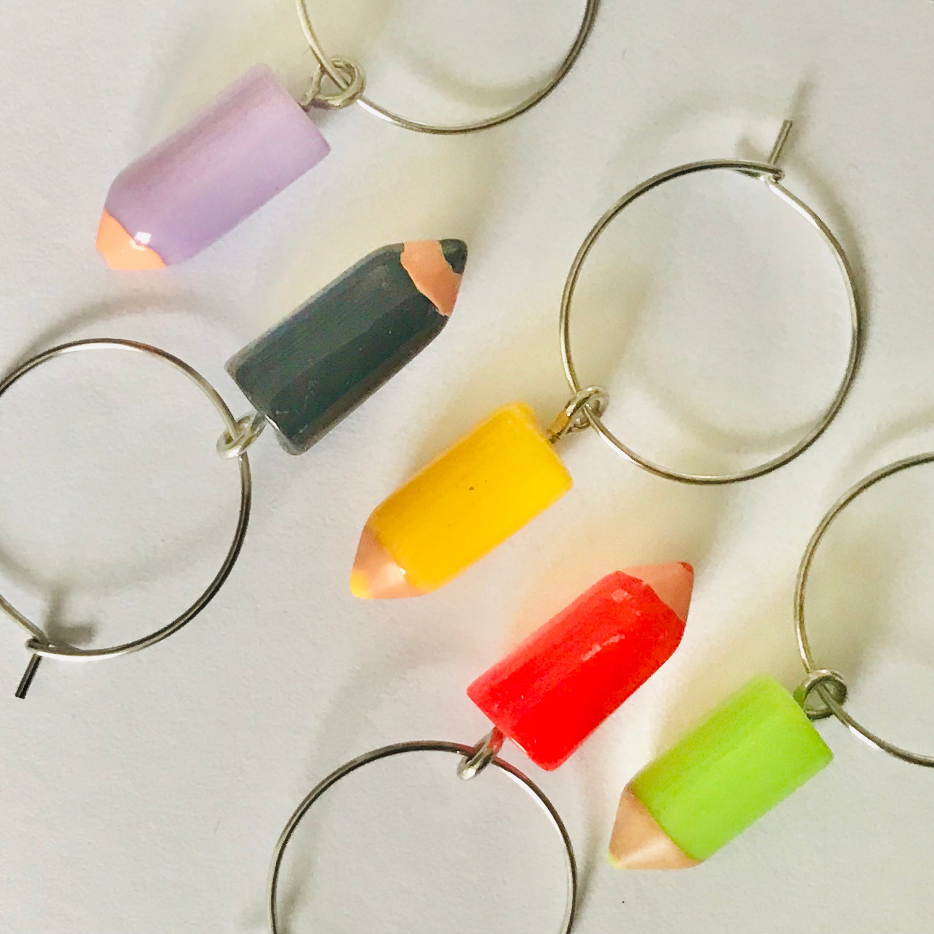 Coloured Pencil Stub Hoop Earrings