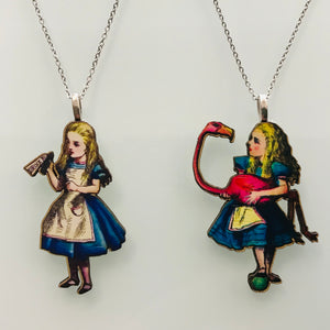 Alice in Wonderland Wood Charm Necklaces
