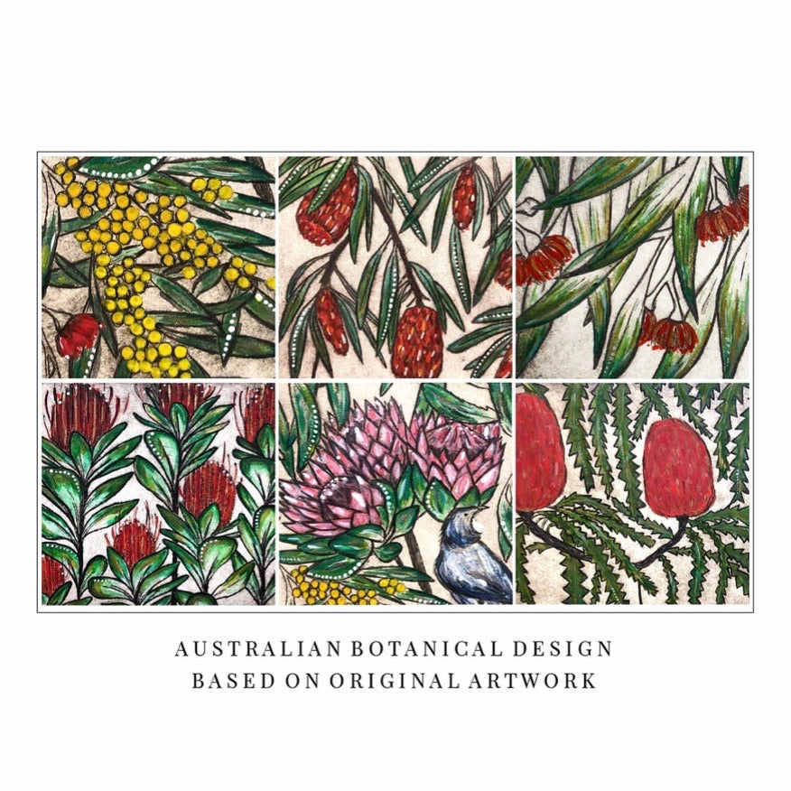 Original Art Print Coaster Set of 6 - Australian Botanical