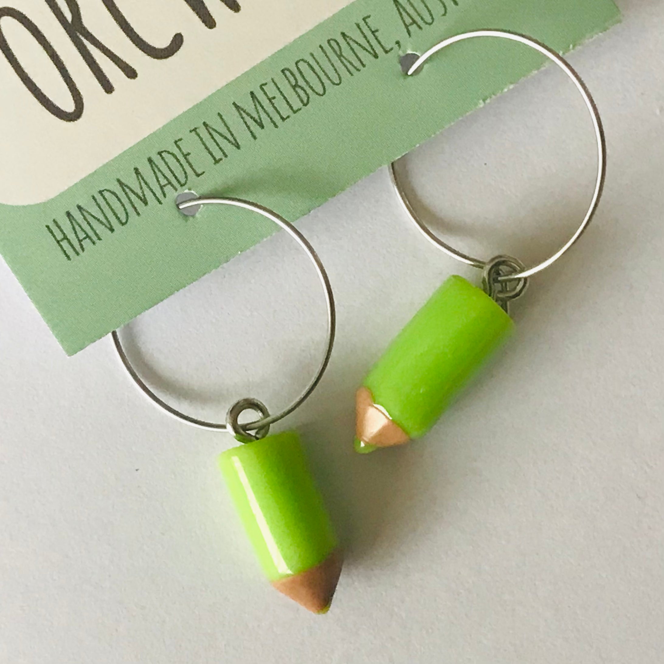 Coloured Pencil Stub Hoop Earrings