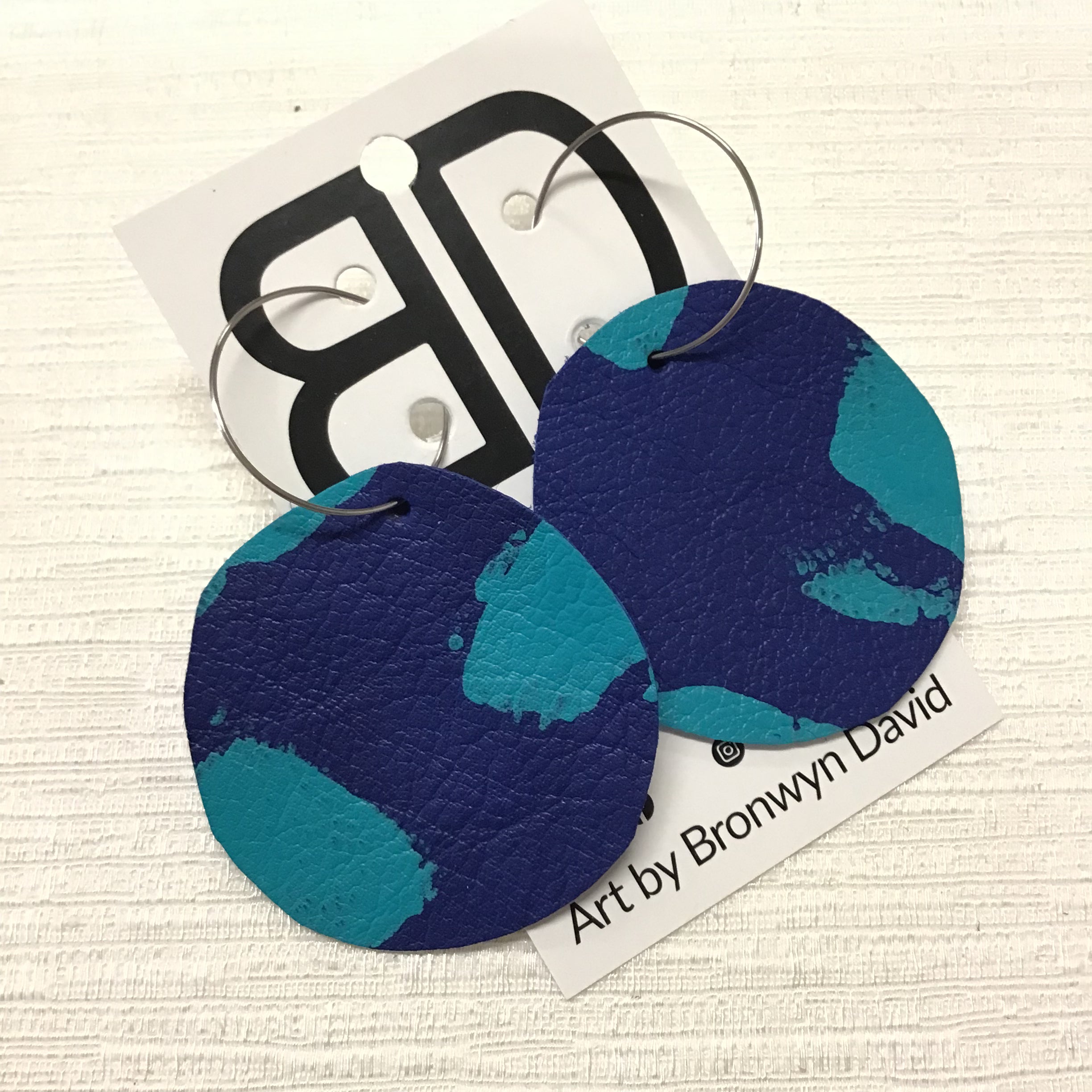 Hand painted leather bold statement earrings - The Sphere