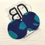 Hand painted leather bold statement earrings - The Sphere