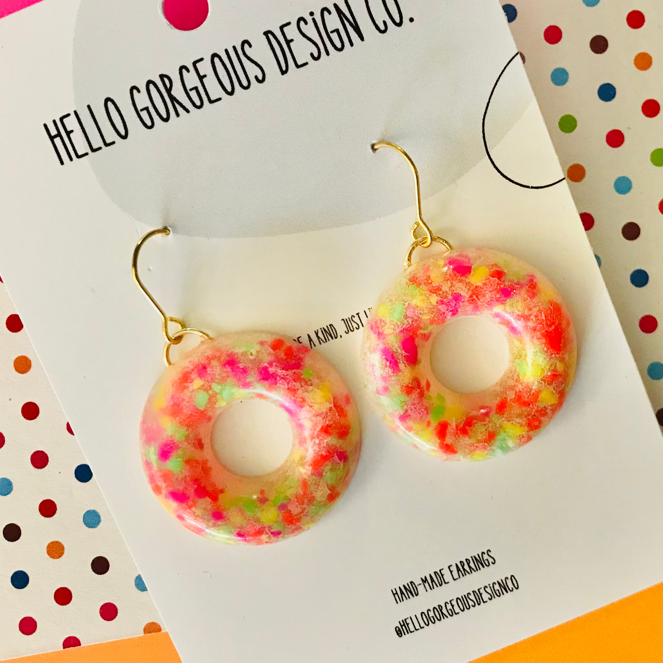 Polymer Clay Handmade Earrings - Fluoro Speckle