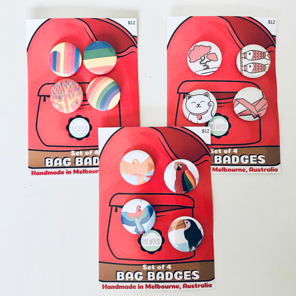 Set of 4 Bag Badges