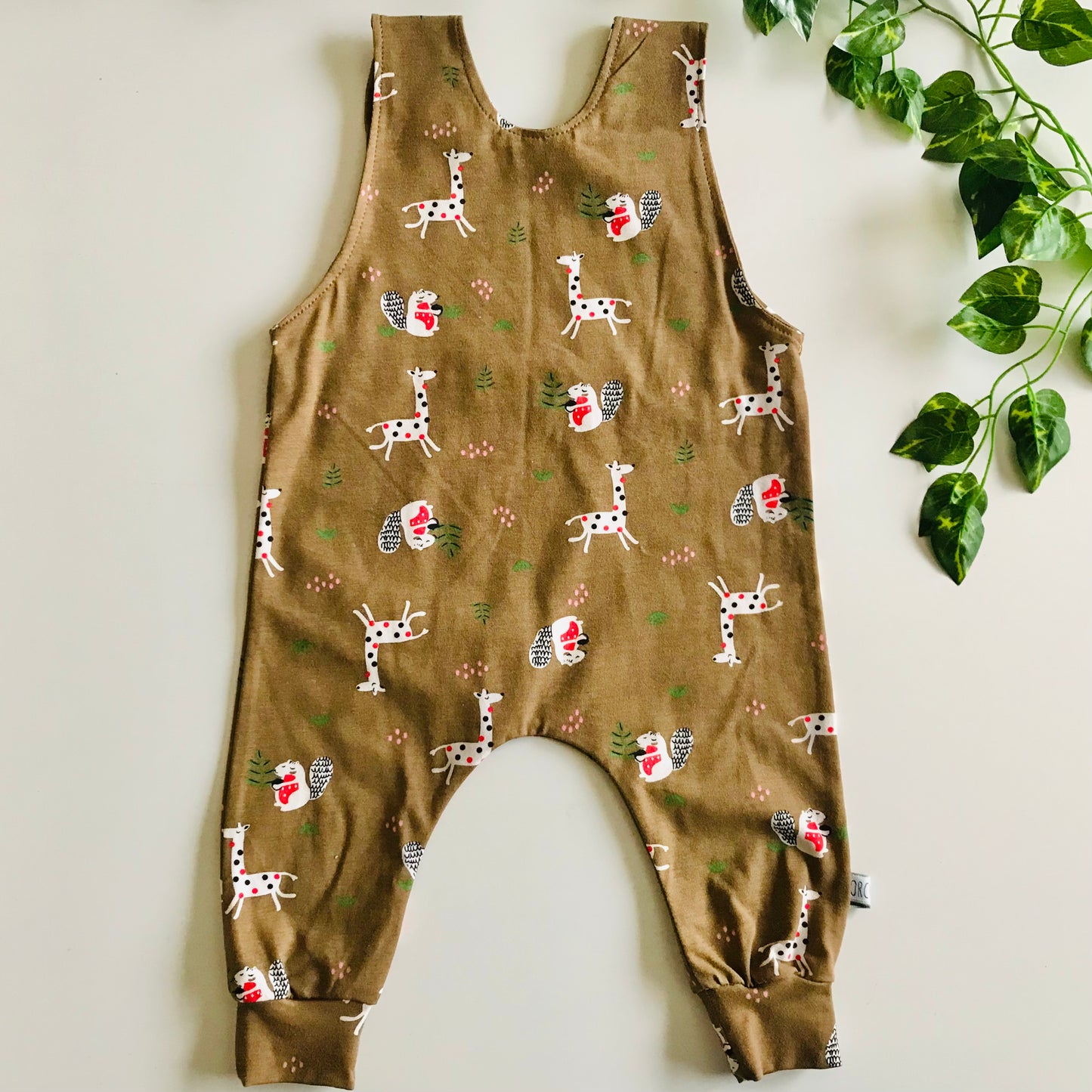 Baby Toddler Long Romper - Tan Critters