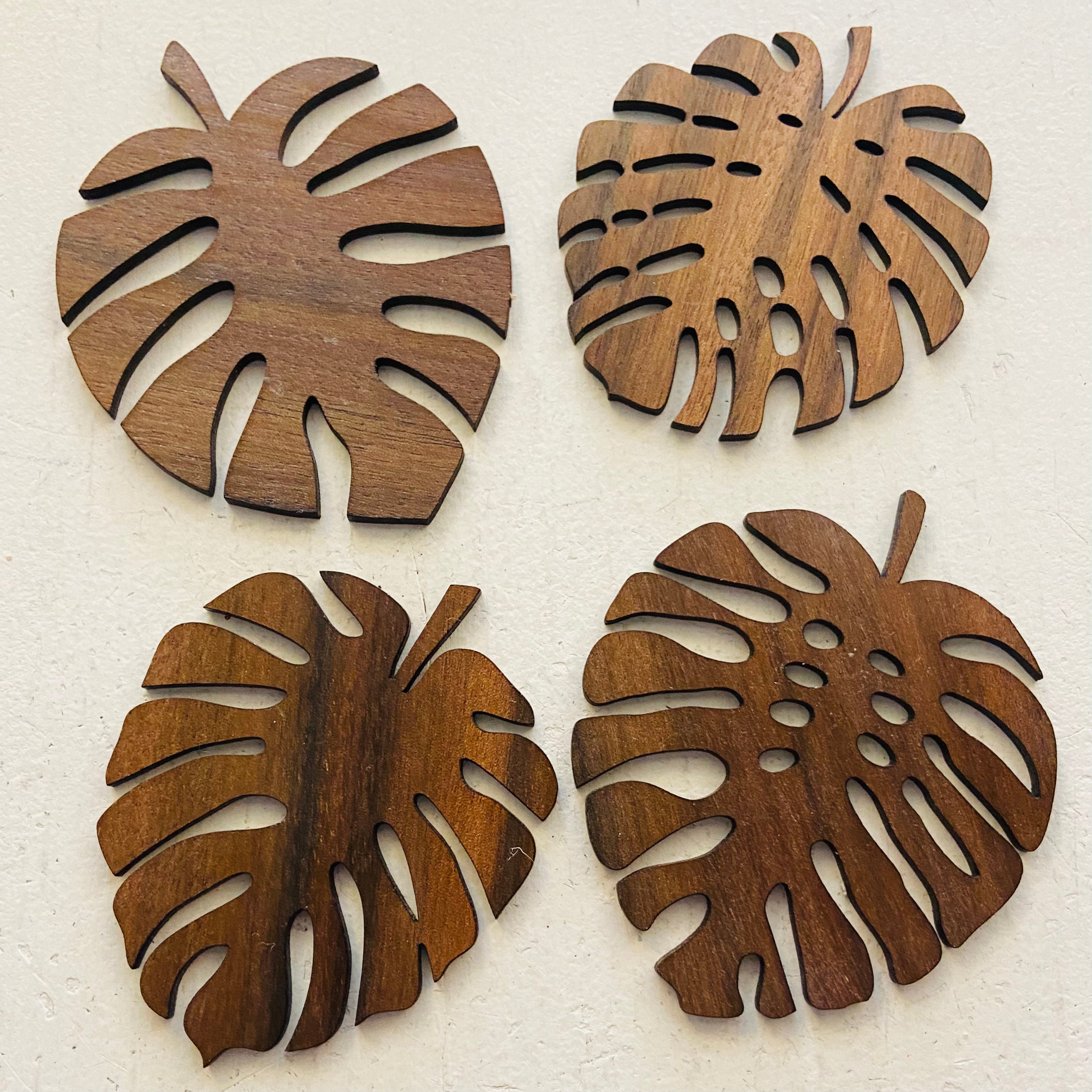 Monstera Leaf Shaped Coasters (set of 4) - Wood