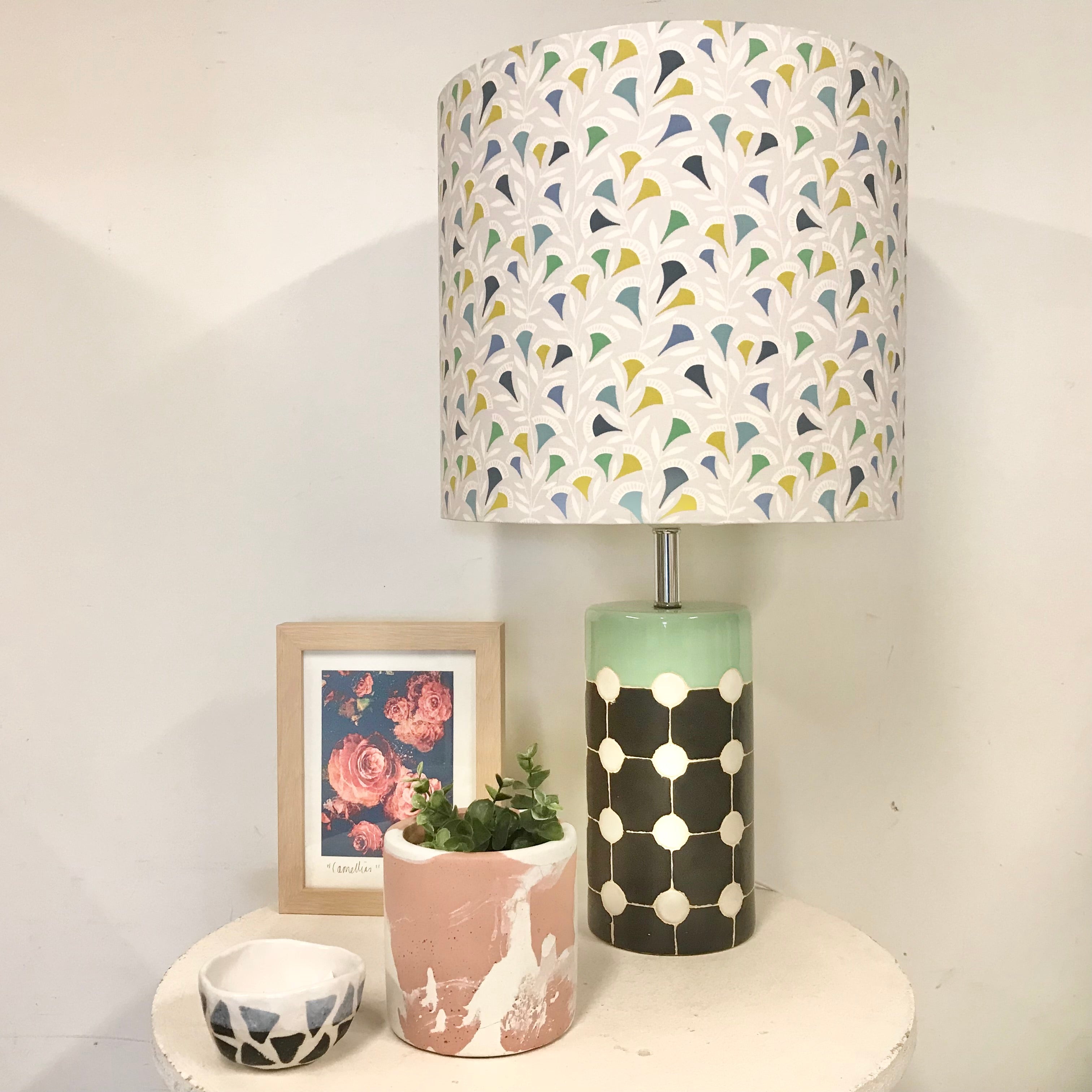 Custom Lamp Shade only - Buds on Grey