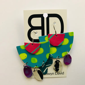 Hand painted leather bold statement earrings - The Punch