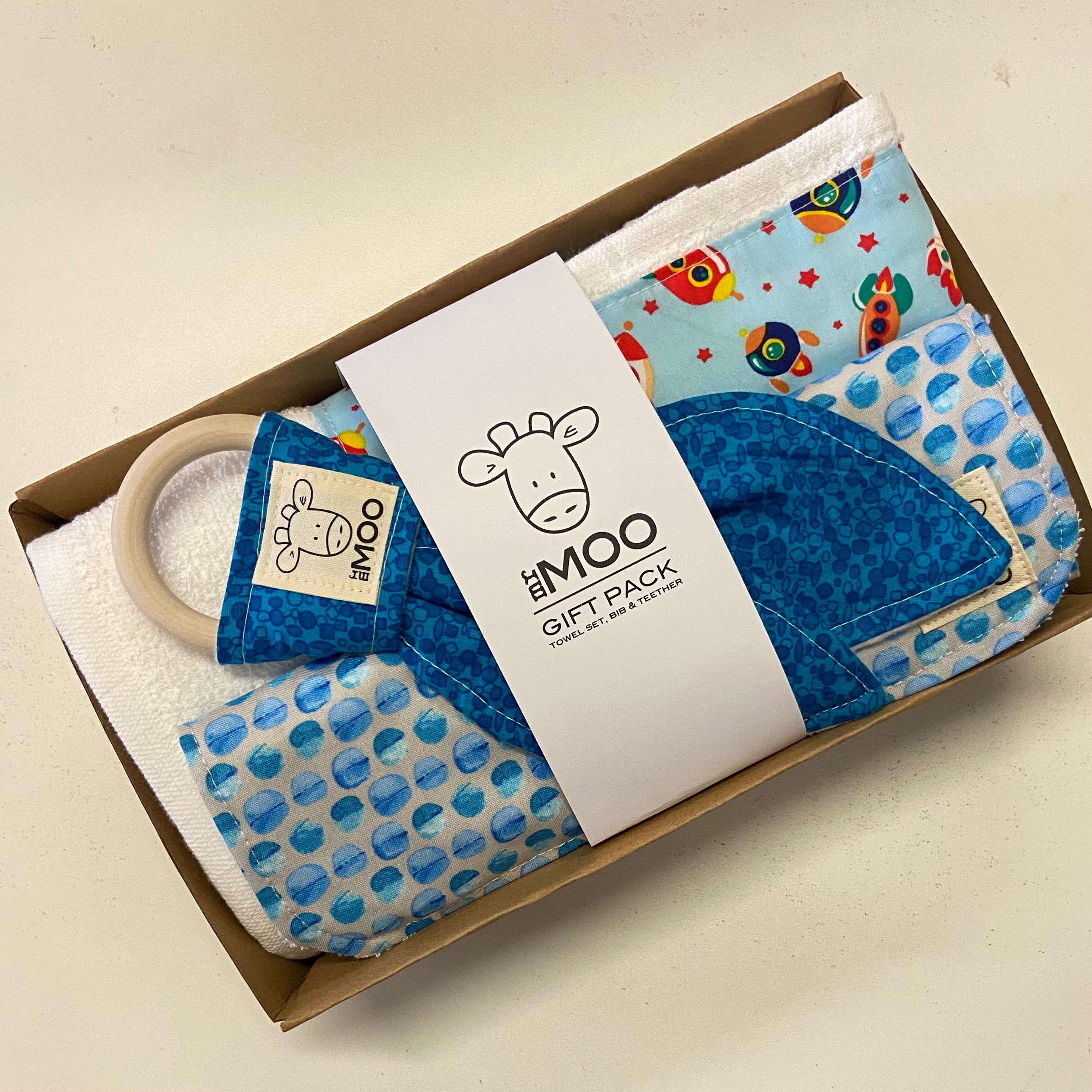 Gift Box - Towel, Face Washer, Bib & Teether