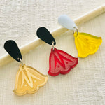 Art Deco Acrylic Earrings - Flower Bell Dangle Studs