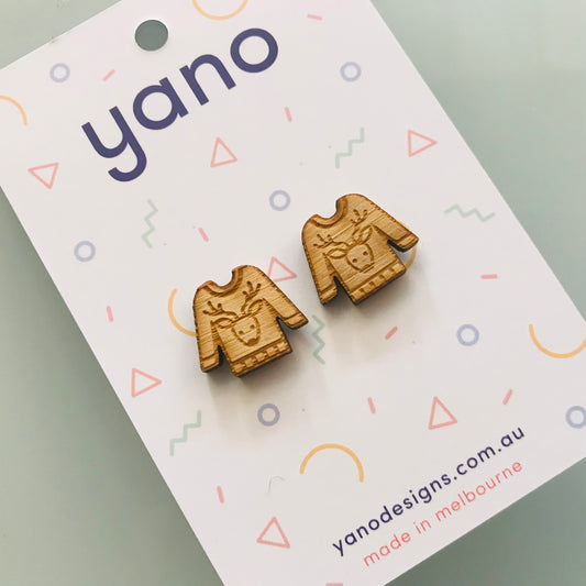 Christmas Sweater Laser Cut Stud Earrings
