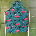 Apron (adult - medium) - Flamingo (teal ferns)