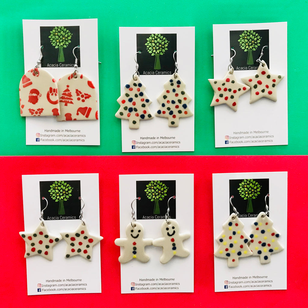 Hand Painted Christmas Hook Earrings