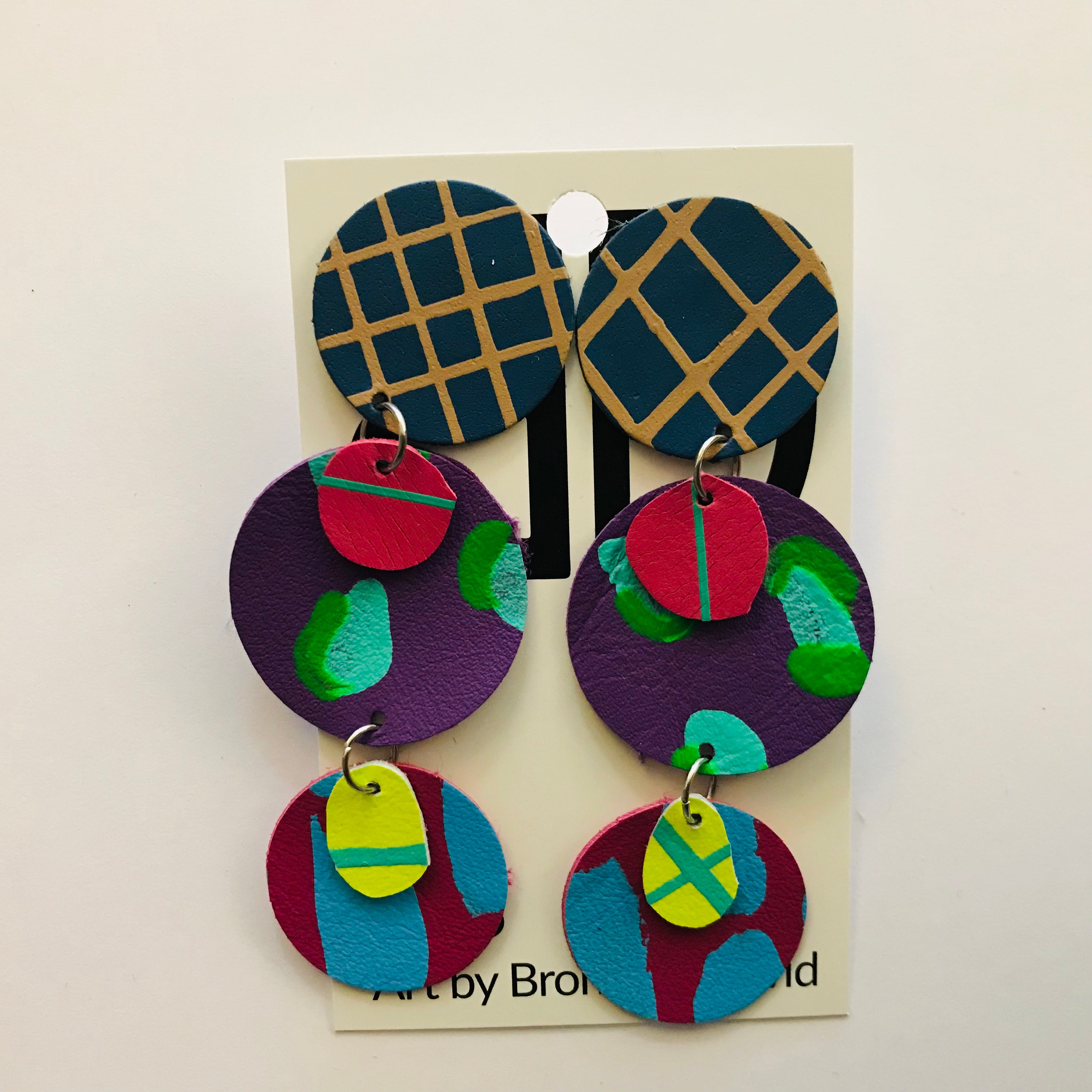 Hand painted leather earrings - The Droplet