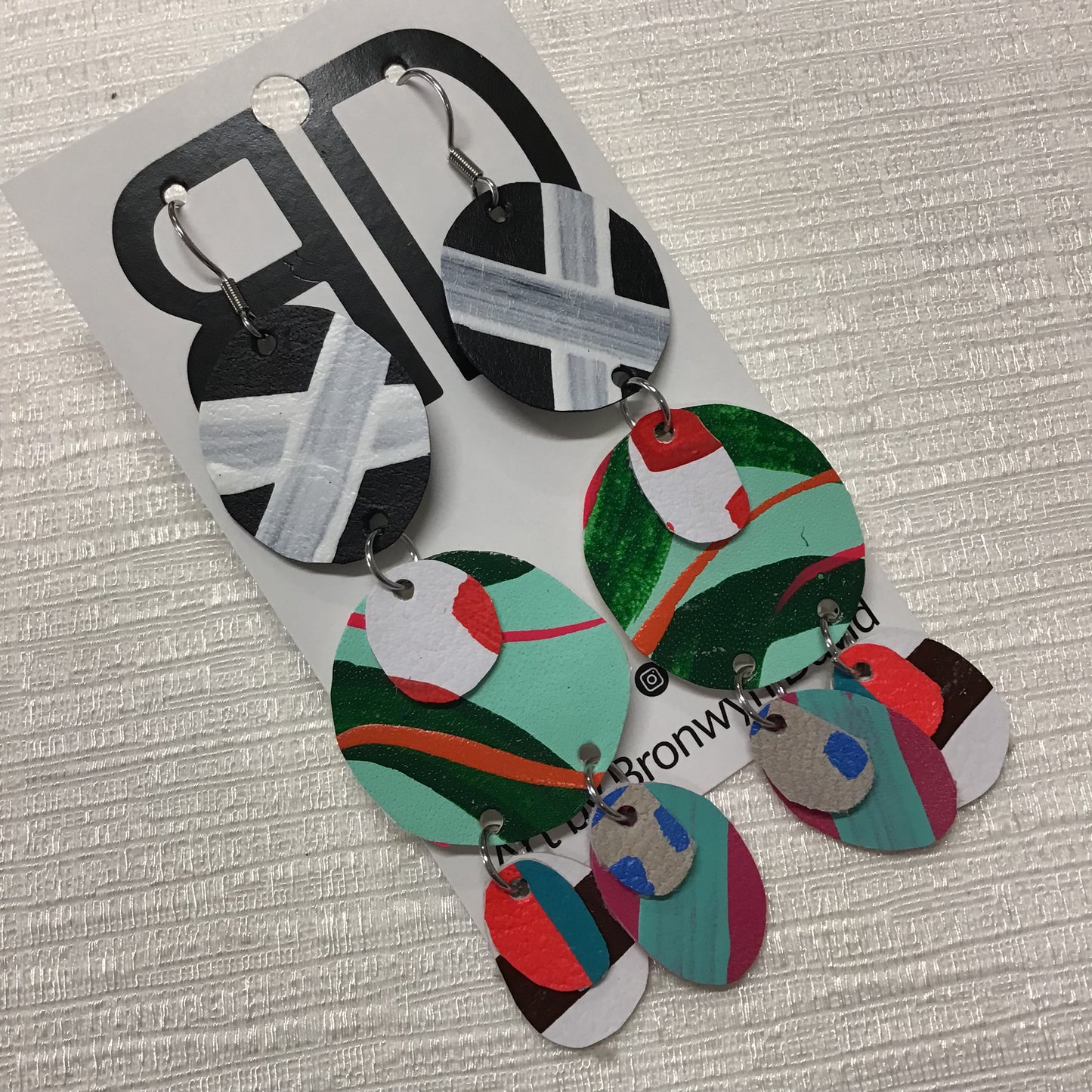 Hand painted leather bold statement earrings - The Juno