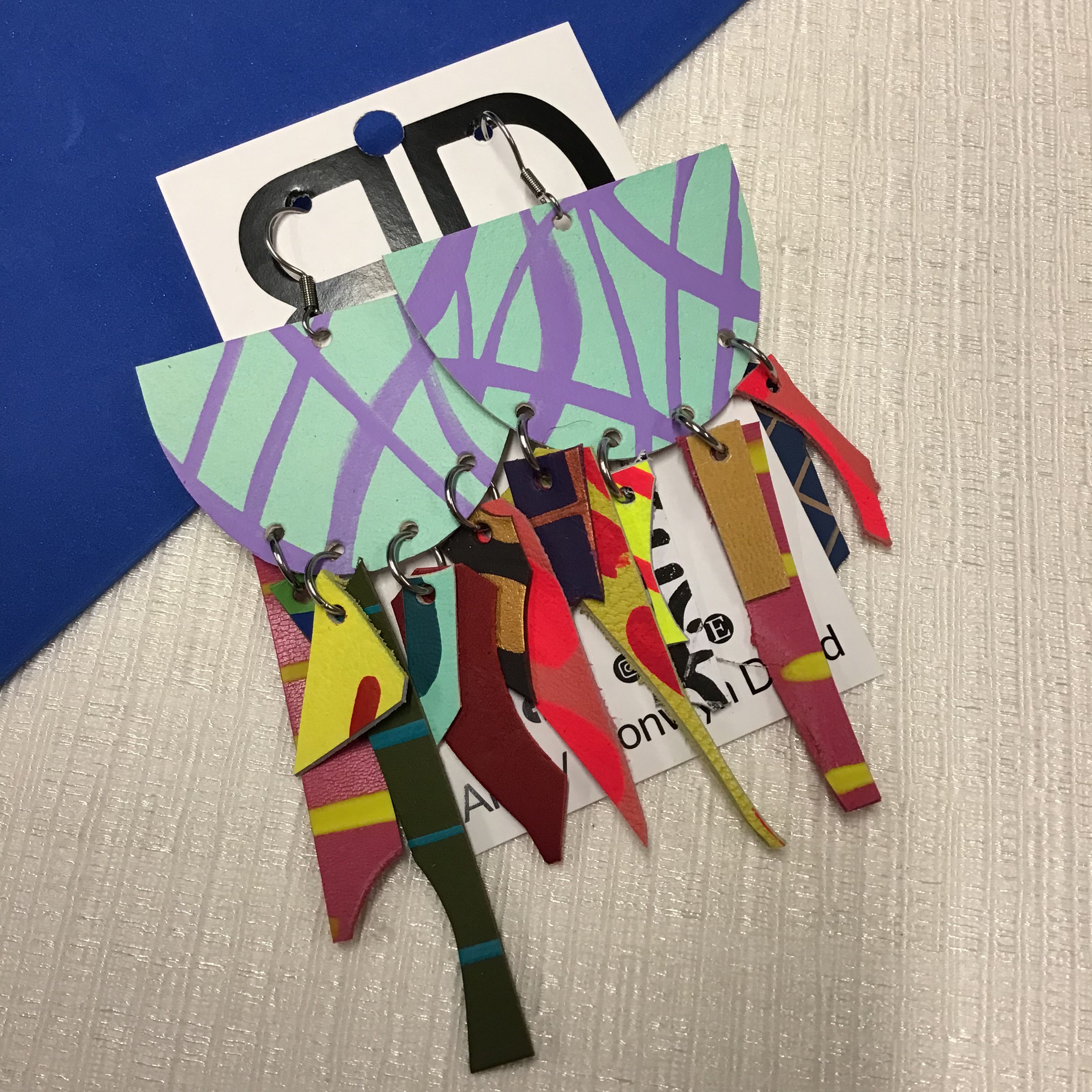 Hand painted leather bold statement earrings - The Jelly Punch