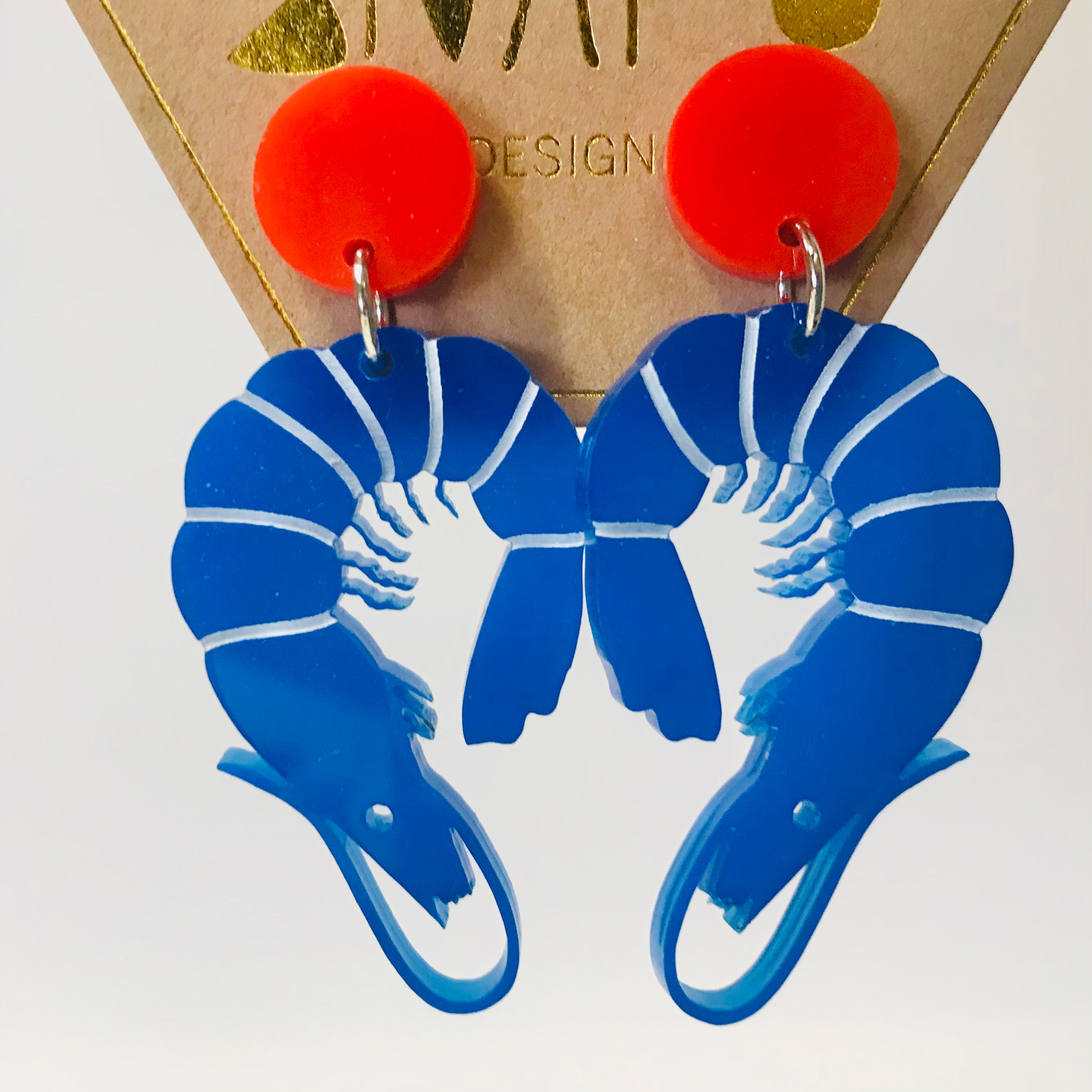 Prawn Dangly Stud Earrings