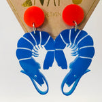 Prawn Dangly Stud Earrings