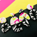 Polymer Clay Handmade Earrings - Fluoro Marble