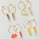 Cloud & Lightening Bolt Hoop Earrings