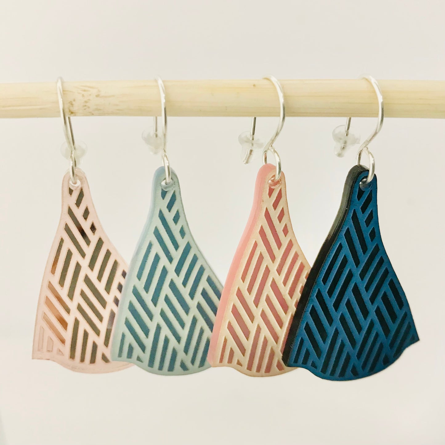 Art Deco Acrylic Earrings - Woven