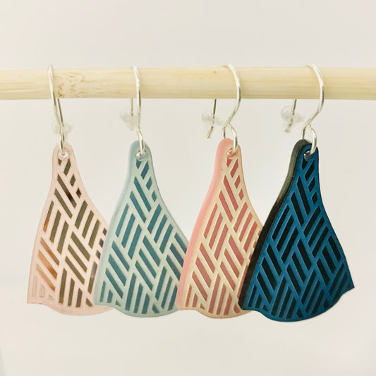 Art Deco Acrylic Earrings - Woven