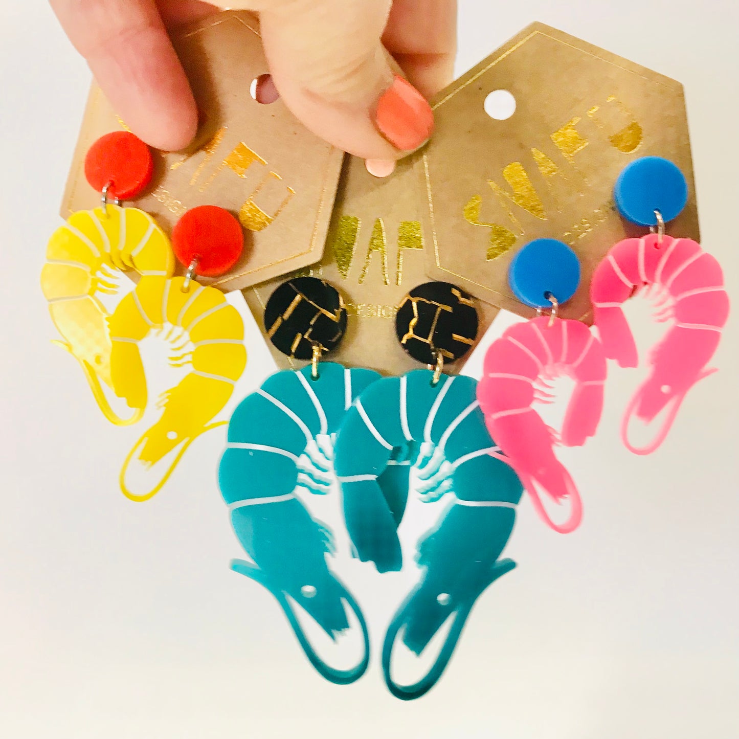 Prawn Dangly Stud Earrings