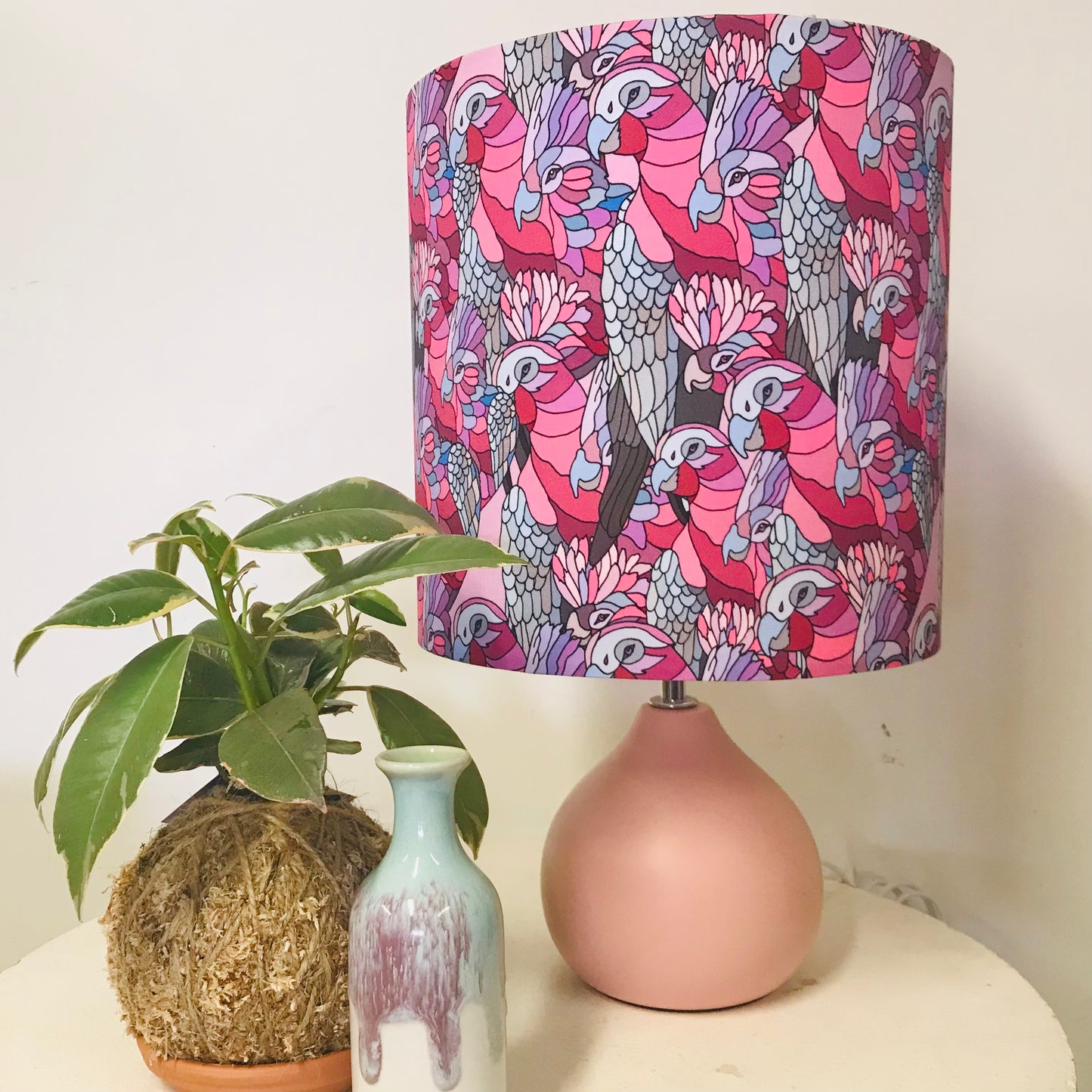 Custom Lamp Shade only - Mauve Fuschia Parrots