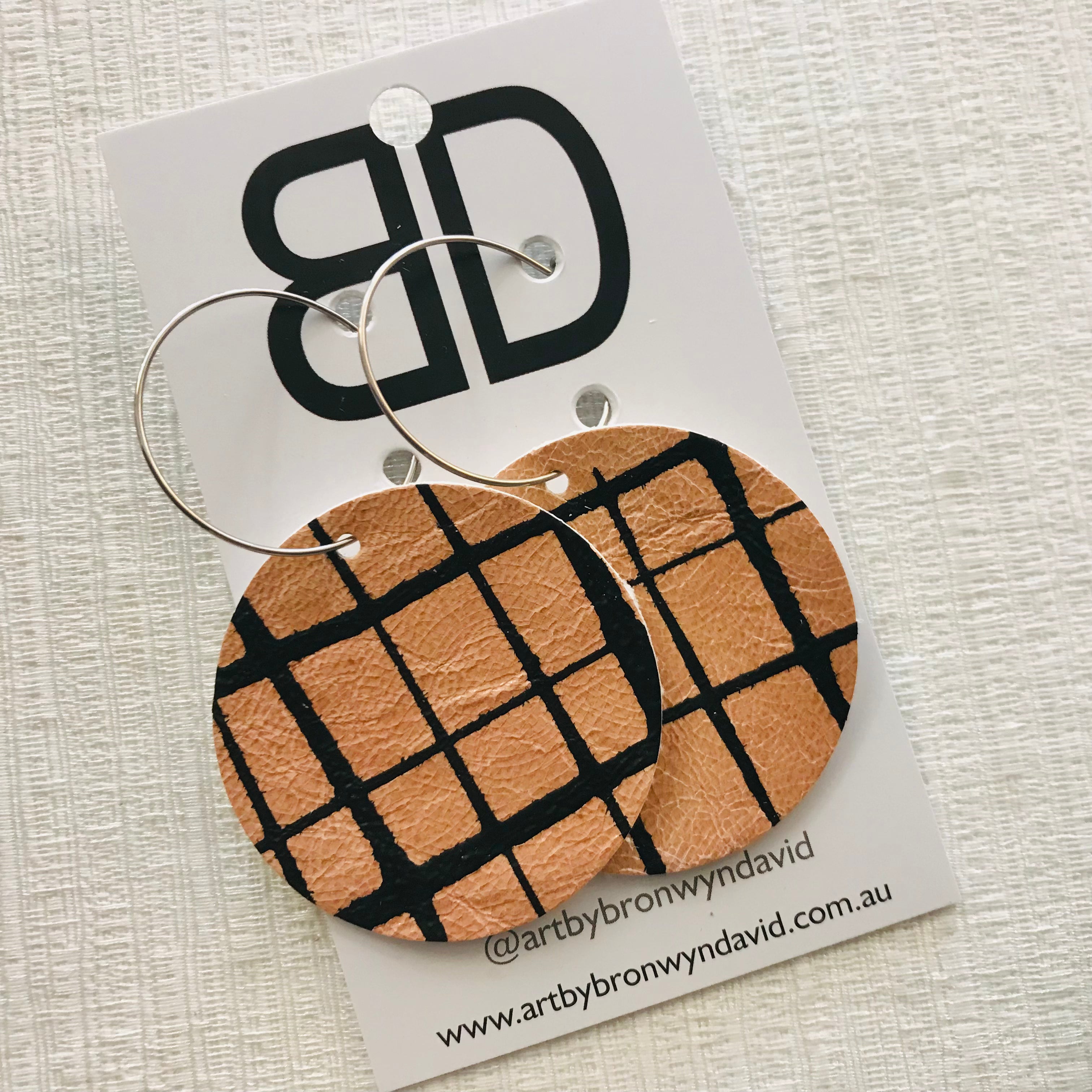 Hand painted leather bold statement earrings - The Sphere