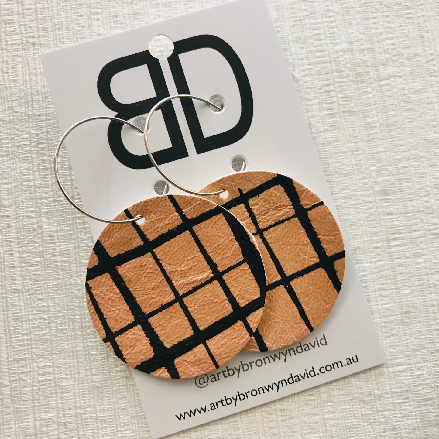 Hand painted leather bold statement earrings - The Sphere