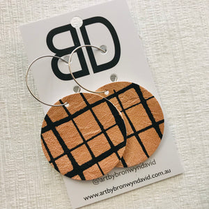 Hand painted leather bold statement earrings - The Sphere