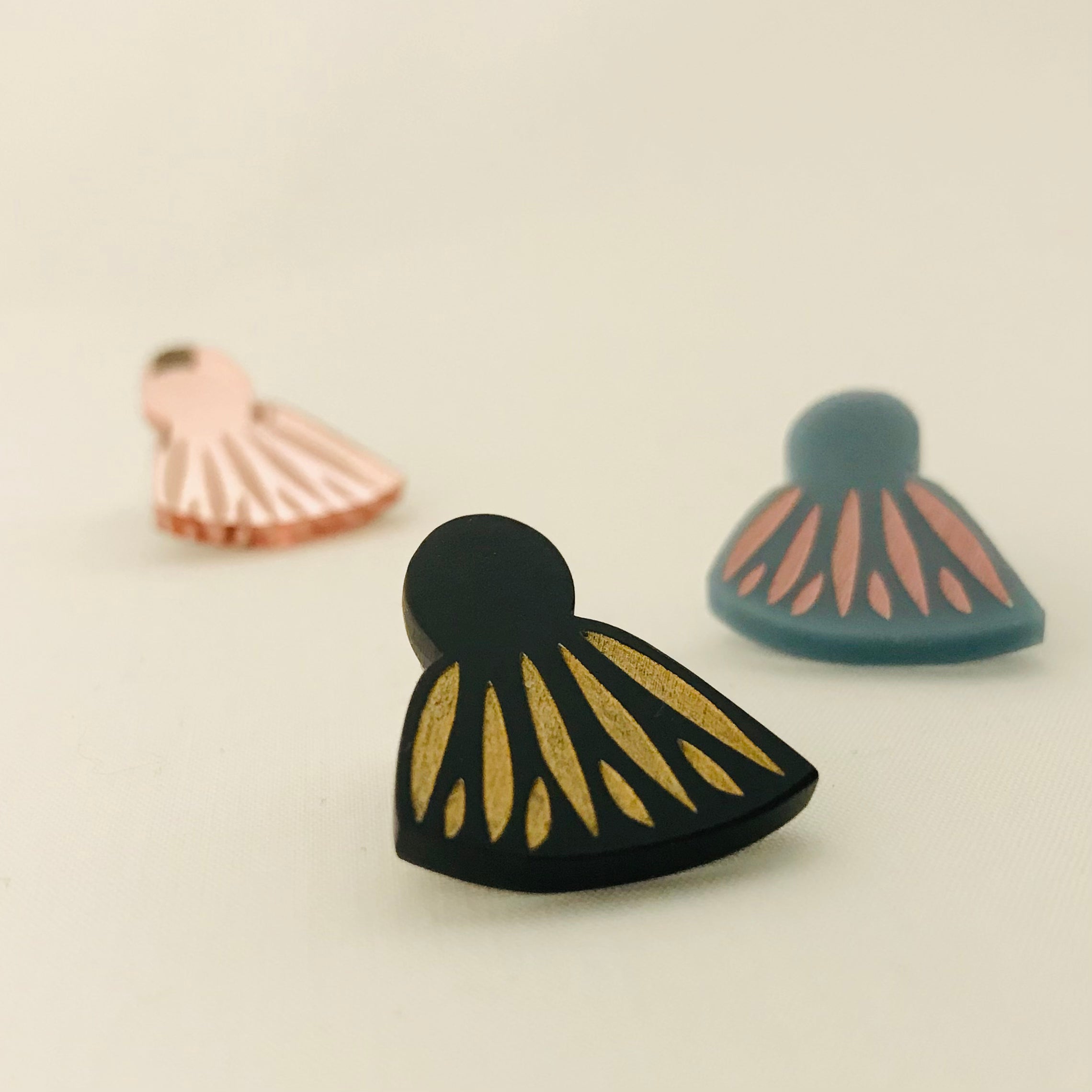 Art Deco Acrylic Earrings - Tassel Studs