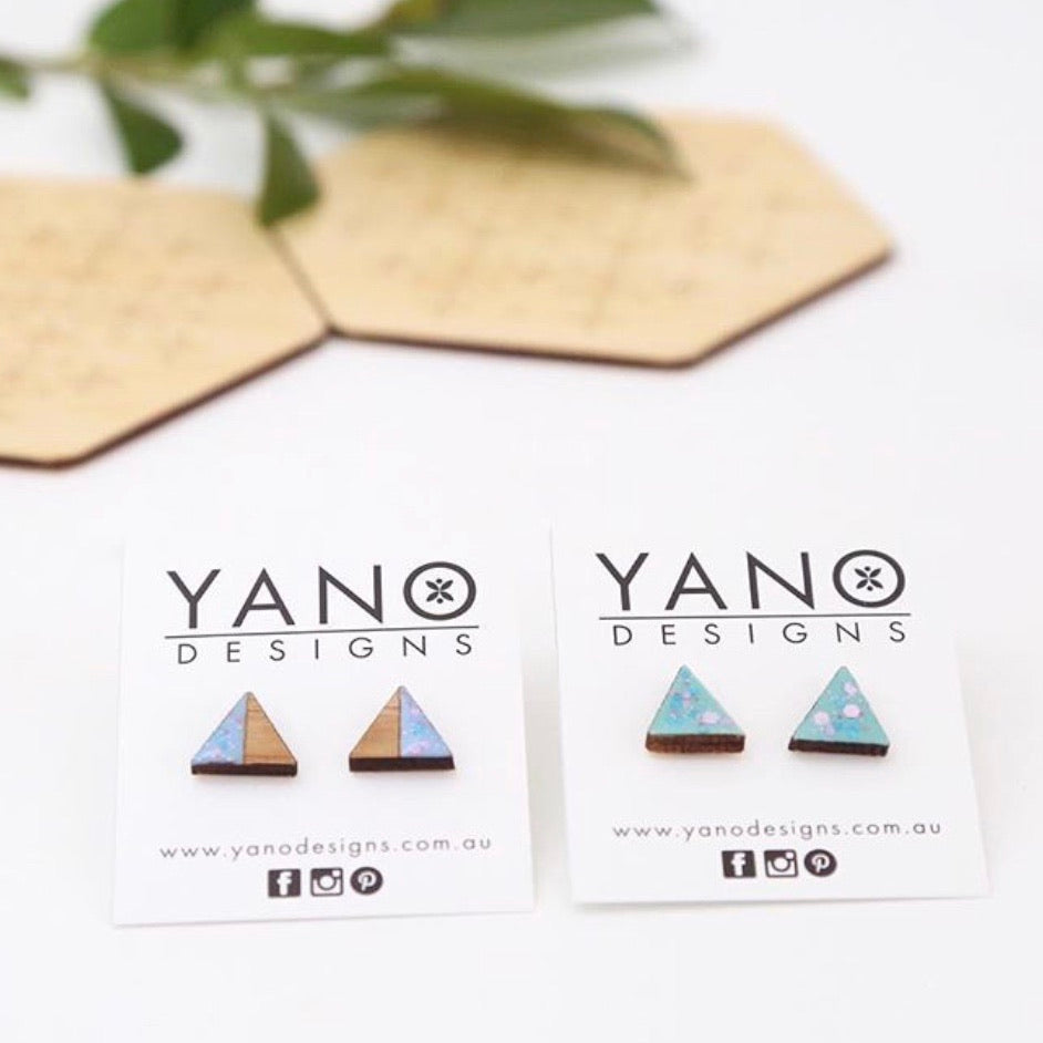 Triangle Timber Laser Cut Stud Earrings